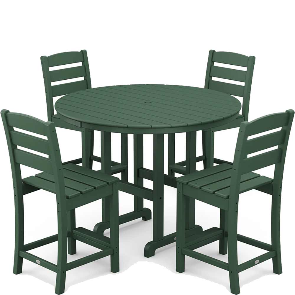 POLYWOOD® Lakeside 5-Piece Farmhouse Round Side Chair Counter Set - PWS617-1 - Image 6