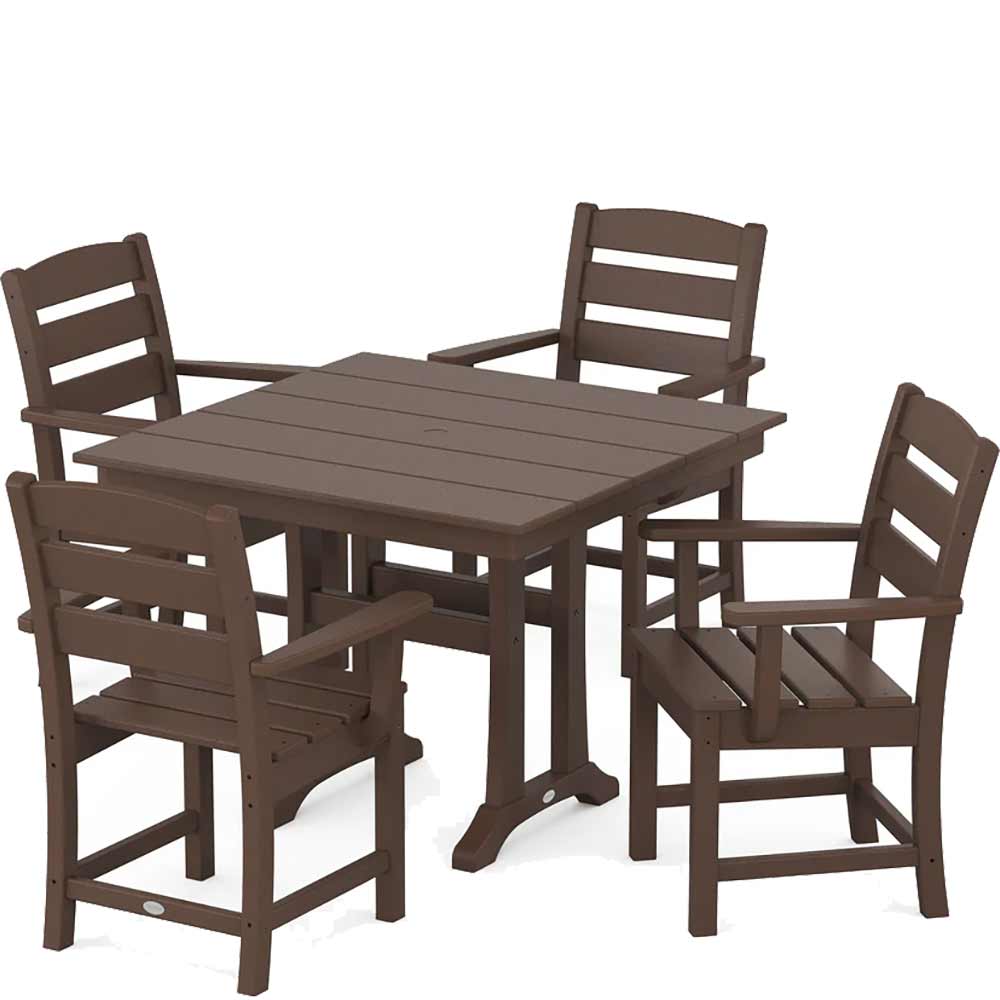 POLYWOOD® Lakeside 5-Piece Farmhouse Trestle Arm Chair Dining Set - PWS638-1 - Image 4
