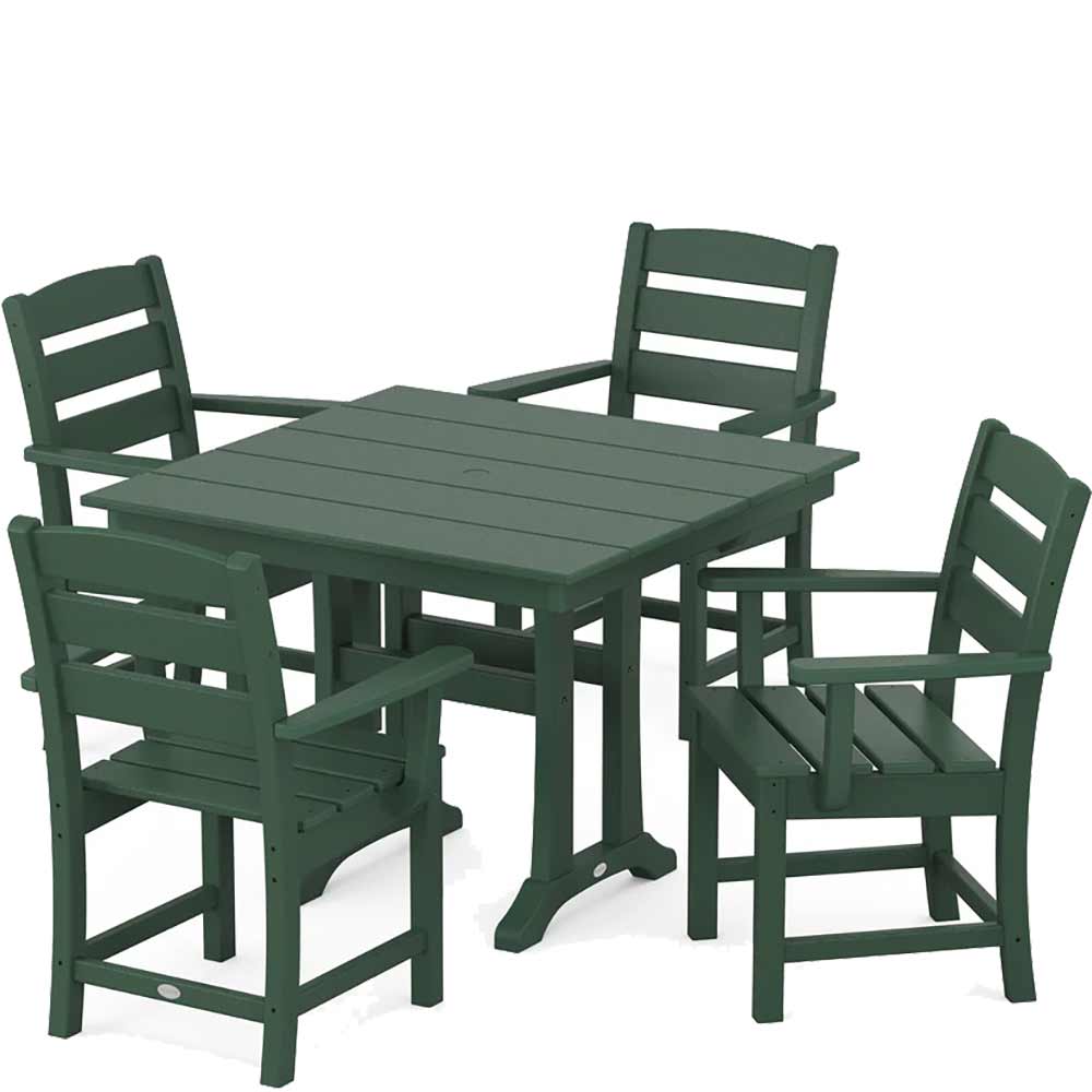 POLYWOOD® Lakeside 5-Piece Farmhouse Trestle Arm Chair Dining Set - PWS638-1 - Image 5