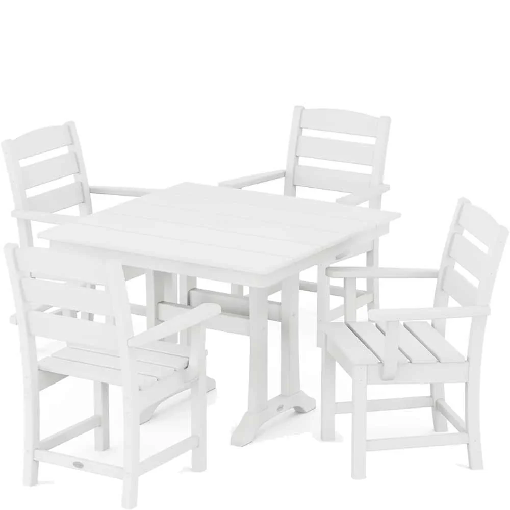 POLYWOOD® Lakeside 5-Piece Farmhouse Trestle Arm Chair Dining Set - PWS638-1 - Image 6