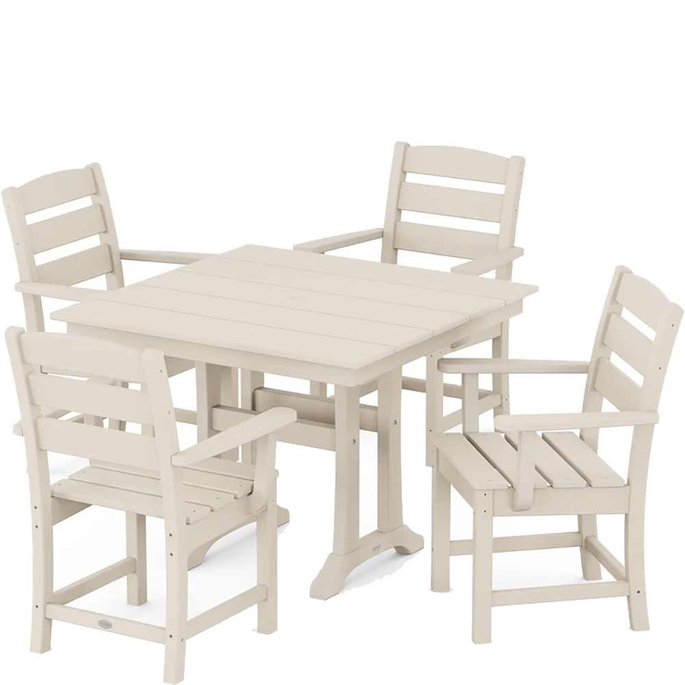 POLYWOOD® Lakeside 5-Piece Farmhouse Trestle Arm Chair Dining Set - PWS638-1 - Image 7
