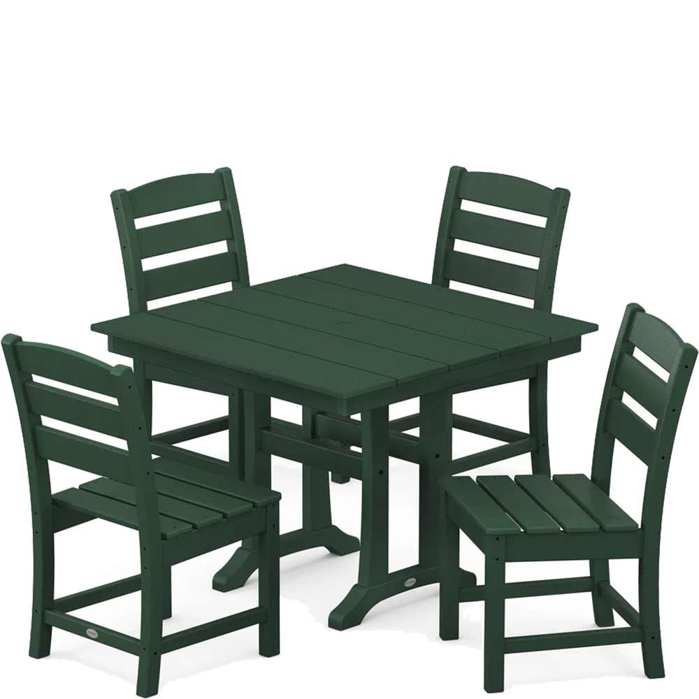 POLYWOOD® Lakeside 5-Piece Farmhouse Trestle Side Chair Dining Set - PWS637-1 - Image 5