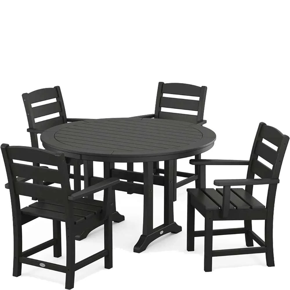 POLYWOOD® Lakeside 5-Piece Round Dining Set with Trestle Legs - PWS1124-1 - Image 4