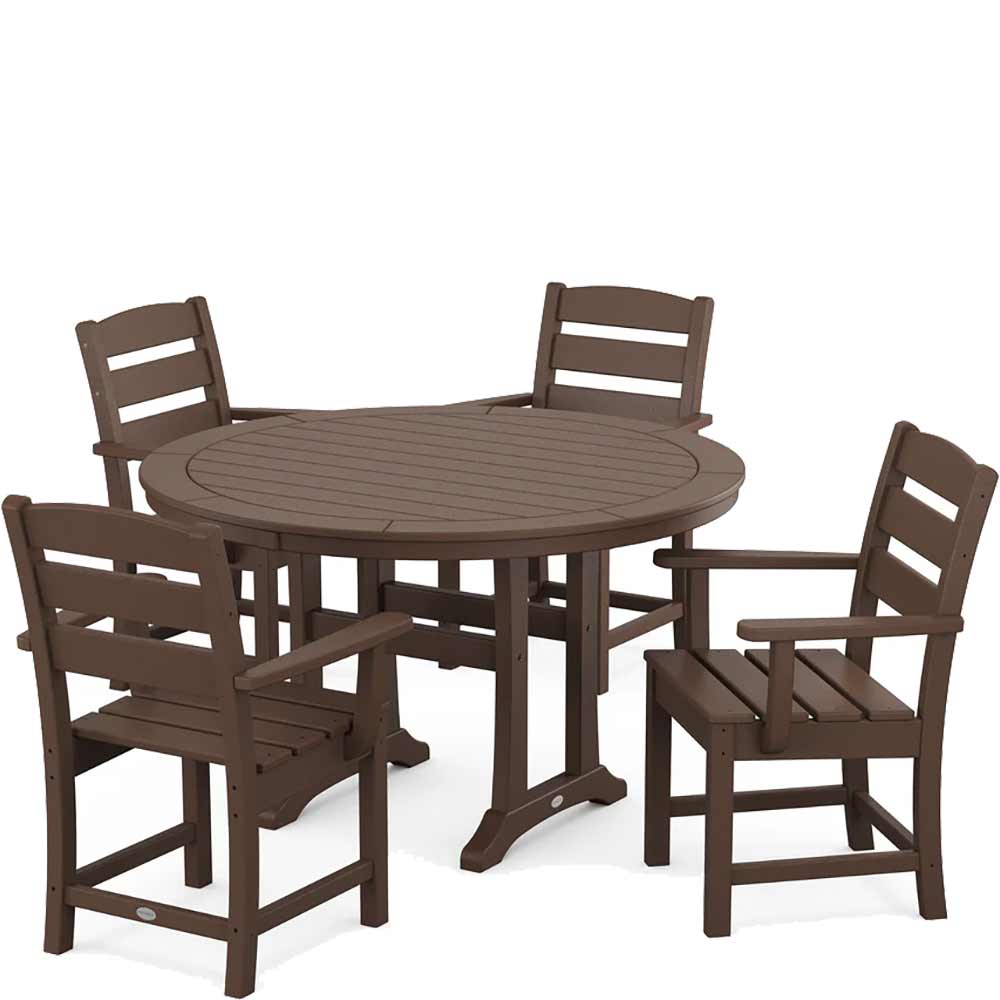 POLYWOOD® Lakeside 5-Piece Round Dining Set with Trestle Legs - PWS1124-1 - Image 5