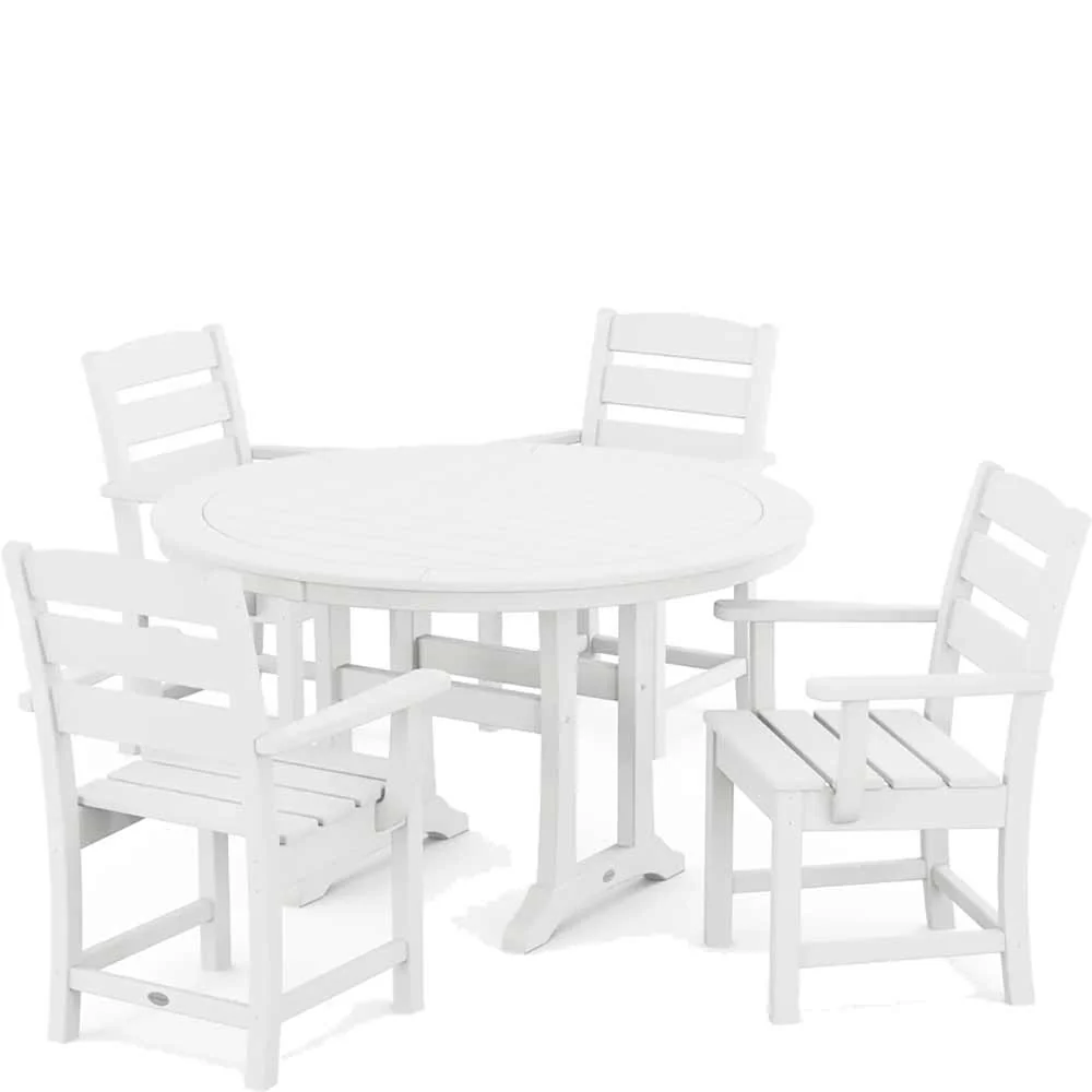 POLYWOOD® Lakeside 5-Piece Round Dining Set with Trestle Legs - PWS1124-1 - Image 7