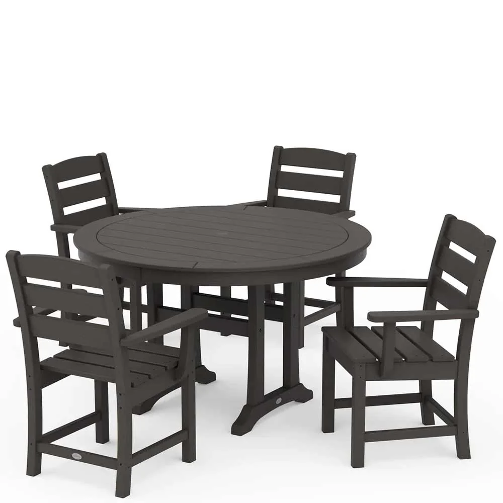 POLYWOOD® Lakeside 5-Piece Round Dining Set with Trestle Legs - PWS1124-1 - Image 9