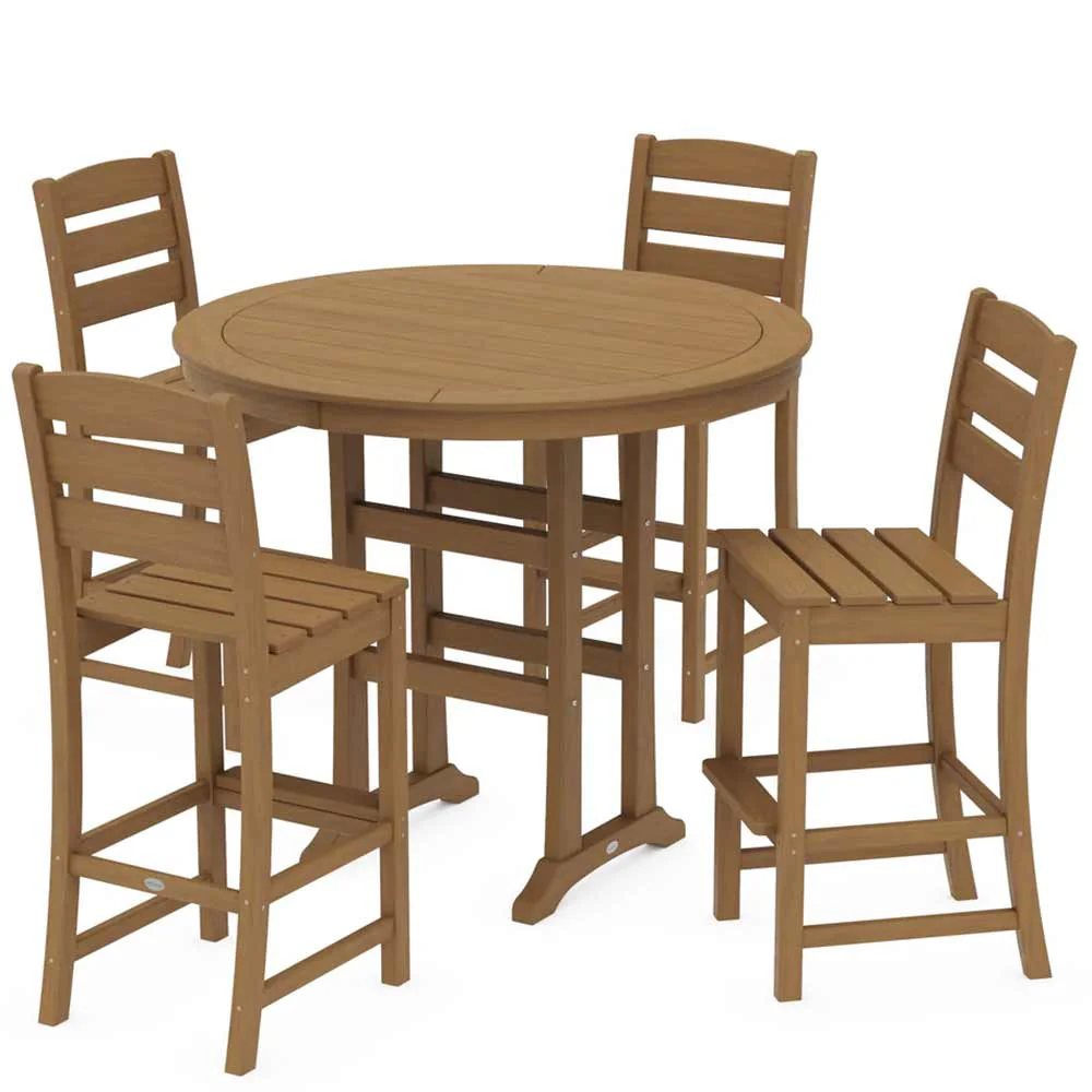 POLYWOOD® Lakeside 5-Piece Round Farmhouse Side Chair Bar Set - PWS616-1 - Image 13