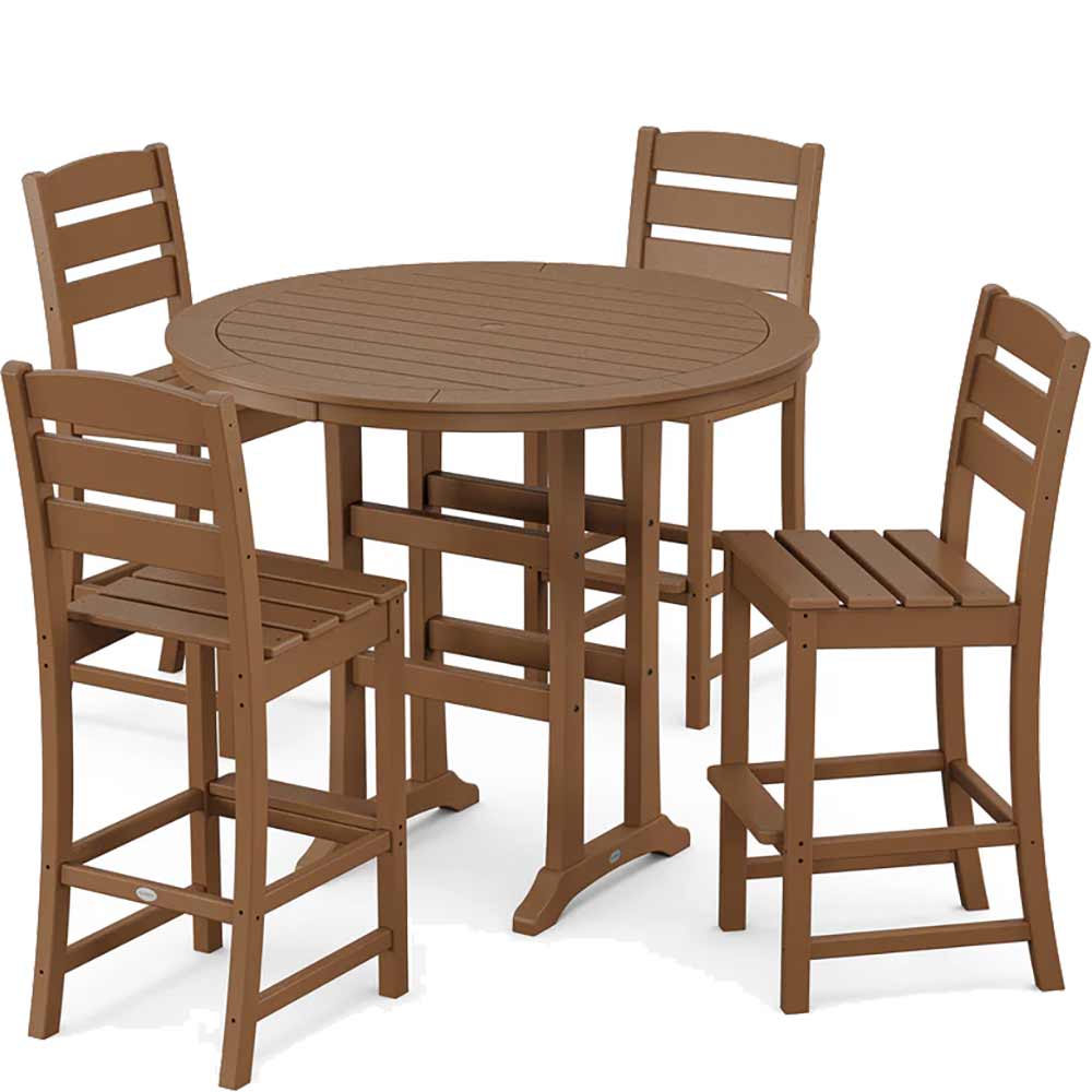 POLYWOOD® Lakeside 5-Piece Round Farmhouse Side Chair Bar Set - PWS616-1 - Image 5