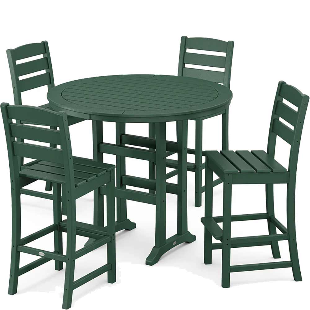 POLYWOOD® Lakeside 5-Piece Round Farmhouse Side Chair Bar Set - PWS616-1 - Image 6