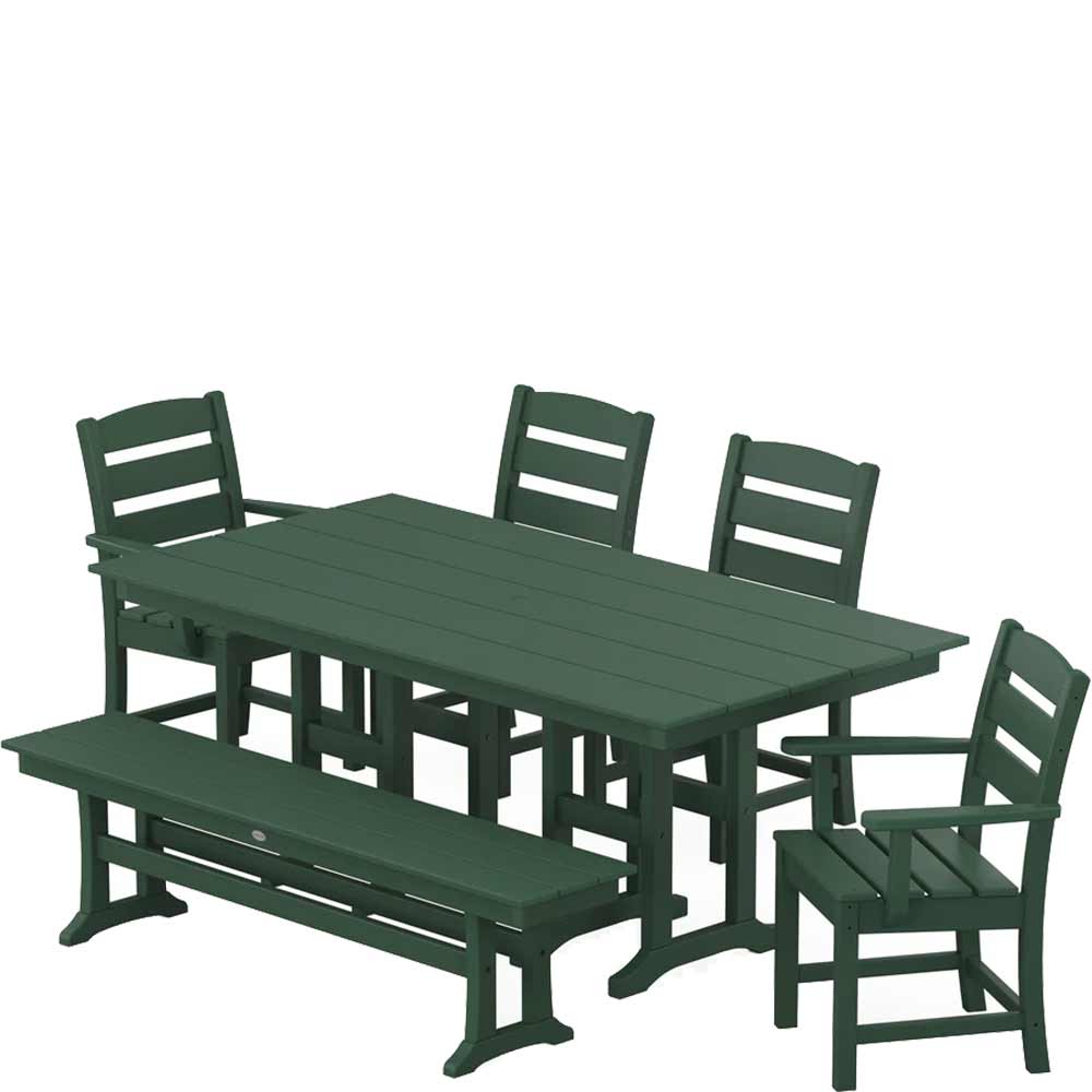 POLYWOOD® Lakeside 6-Piece Farmhouse Dining Set with Bench - PWS1183-1 - Image 6