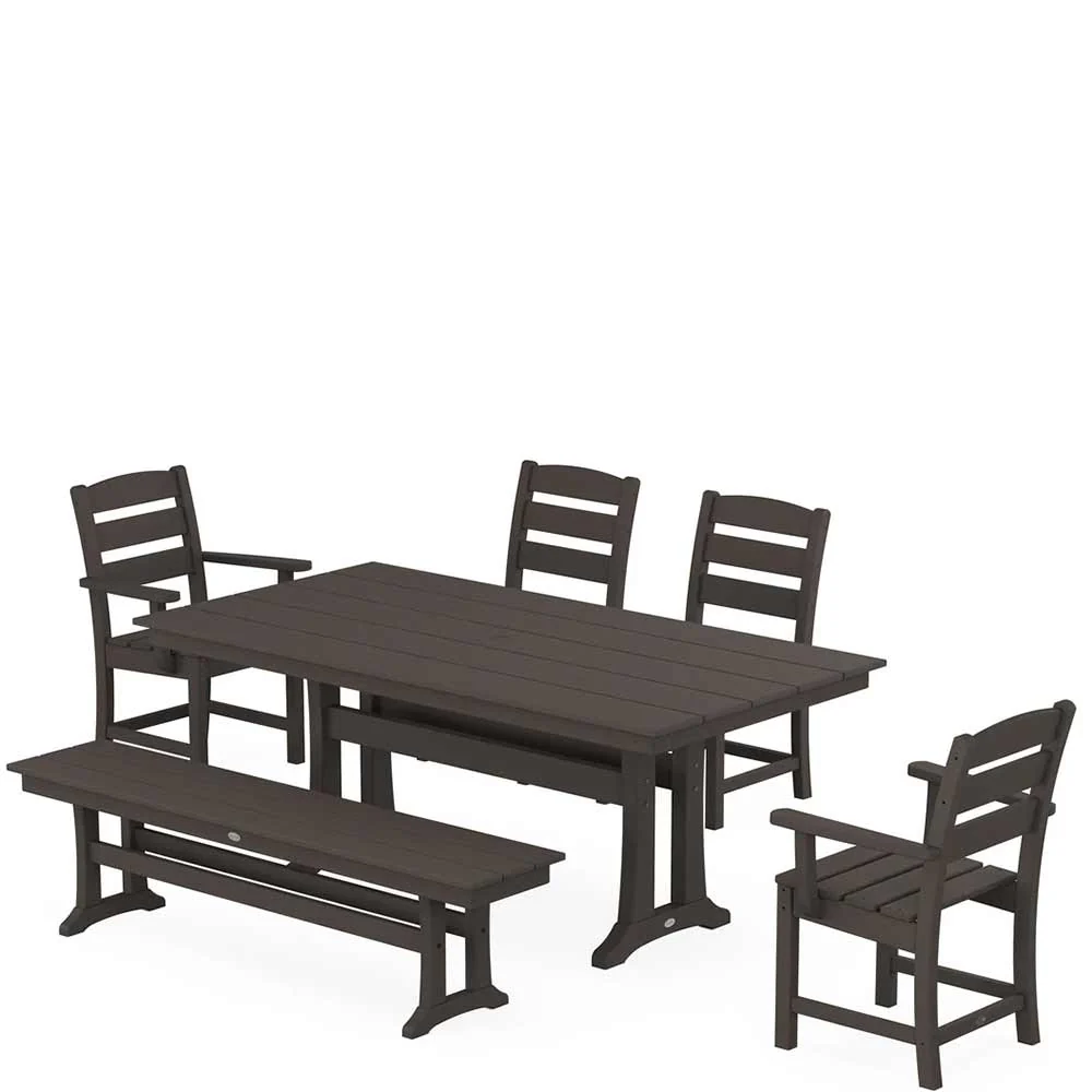 POLYWOOD® Lakeside 6-Piece Farmhouse Dining Set With Trestle Legs - PWS1007-1 - Image 13