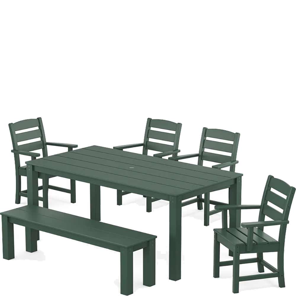 POLYWOOD® Lakeside 6-Piece Parsons Dining Set with Bench - PWS2286-1 - Image 2