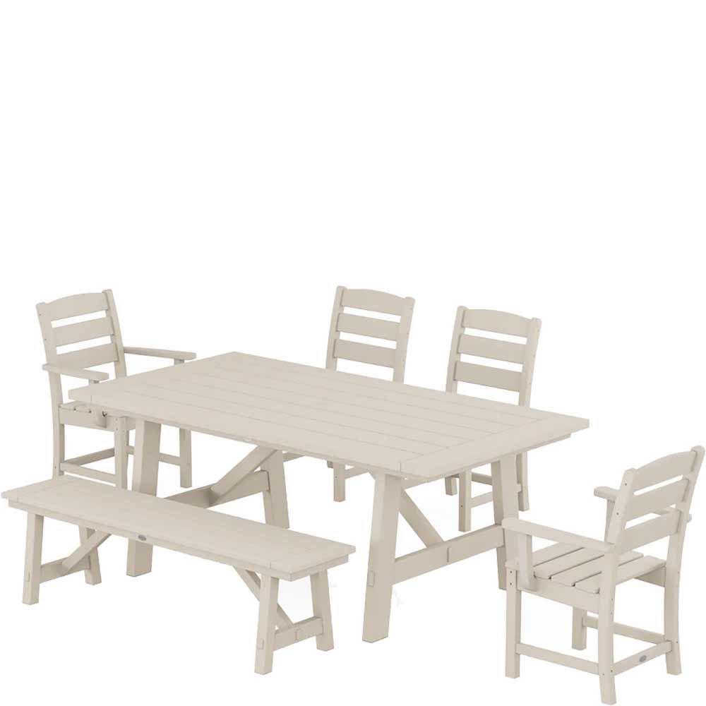 POLYWOOD® Lakeside 6-Piece Rustic Farmhouse Dining Set With Bench - PWS1086-1 - Image 7