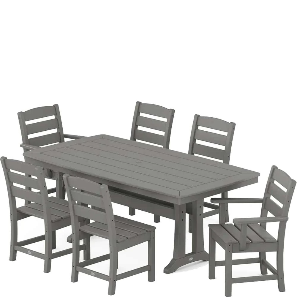 POLYWOOD® Lakeside 7-Piece Dining Set with Trestle Legs - PWS635-1 - Image 2