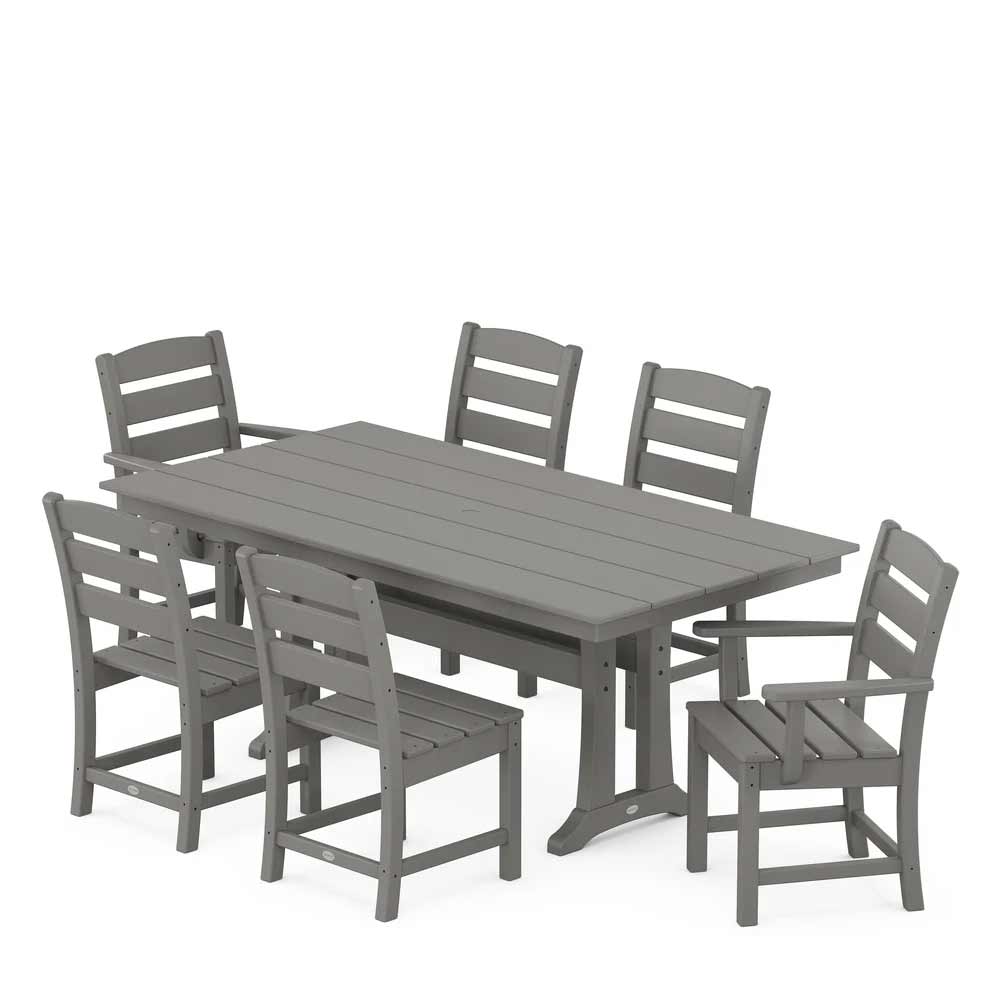 POLYWOOD® Lakeside 7-Piece Farmhouse Dining Set with Trestle Legs - PWS694-1