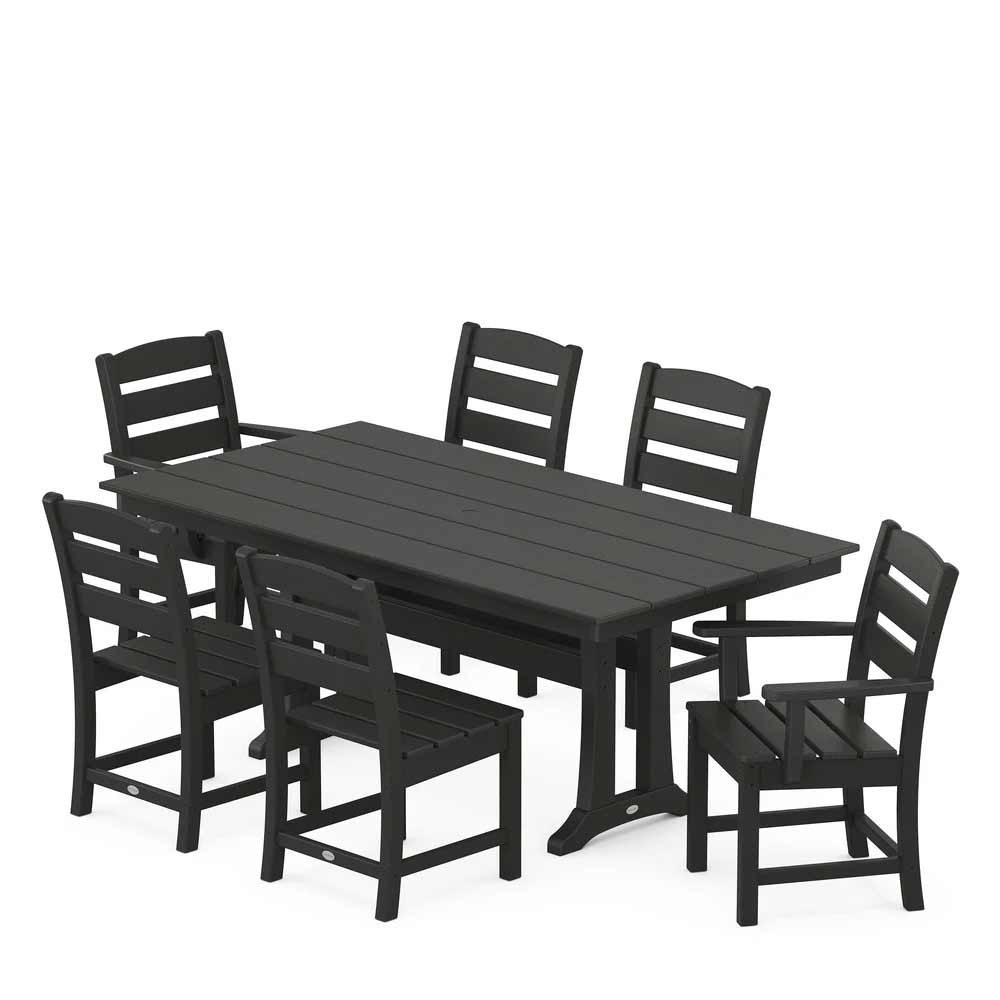 POLYWOOD® Lakeside 7-Piece Farmhouse Dining Set with Trestle Legs - PWS694-1 - Image 2