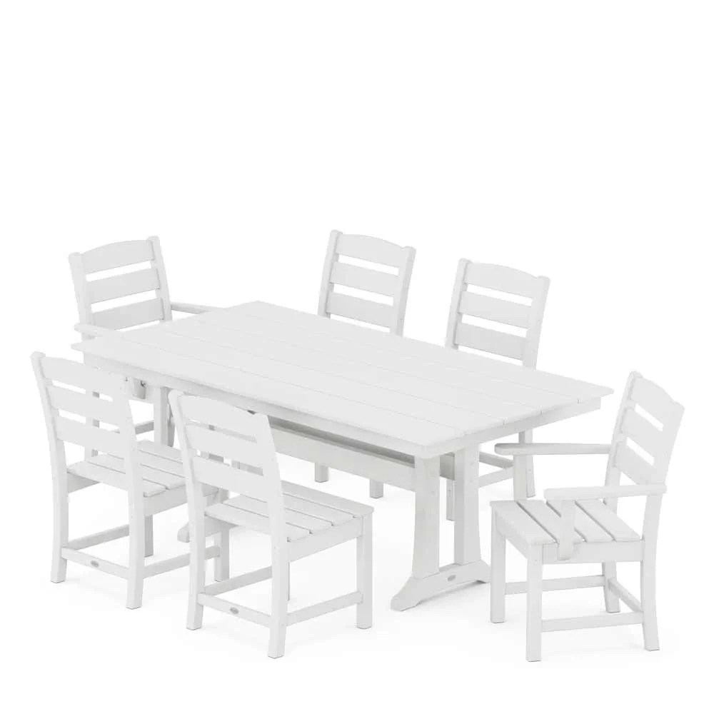 POLYWOOD® Lakeside 7-Piece Farmhouse Dining Set with Trestle Legs - PWS694-1 - Image 6
