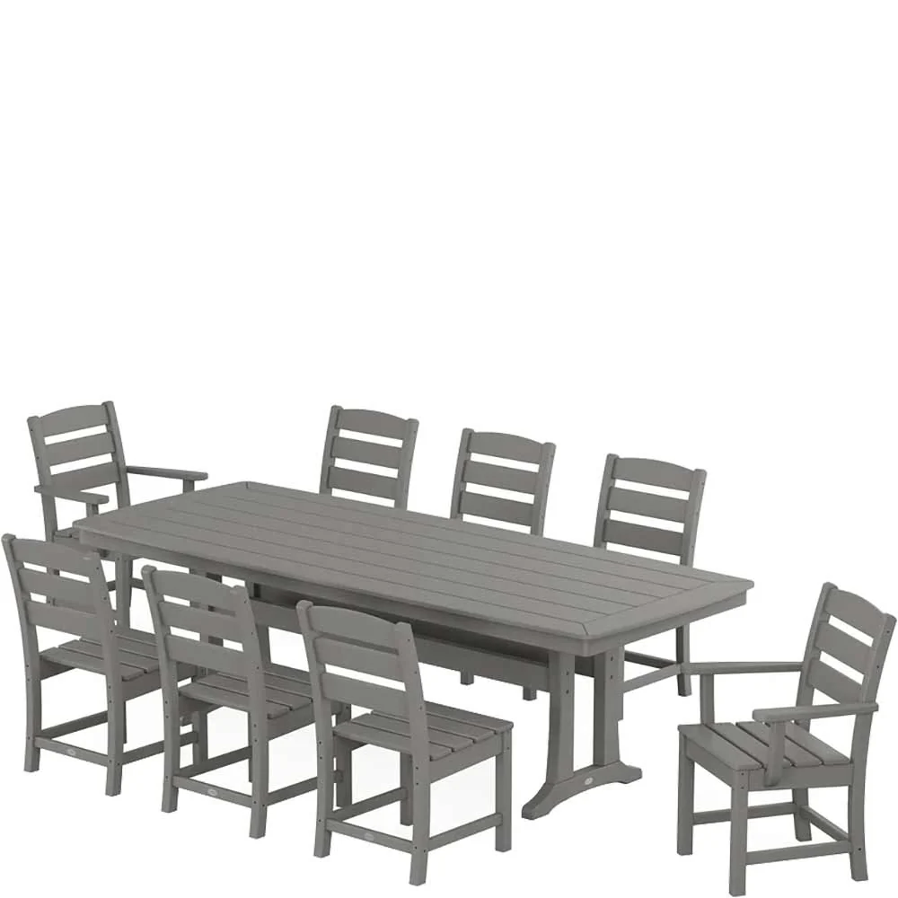 POLYWOOD® Lakeside 9-Piece Dining Set with Trestle Legs - PWS1486-1 - Image 2