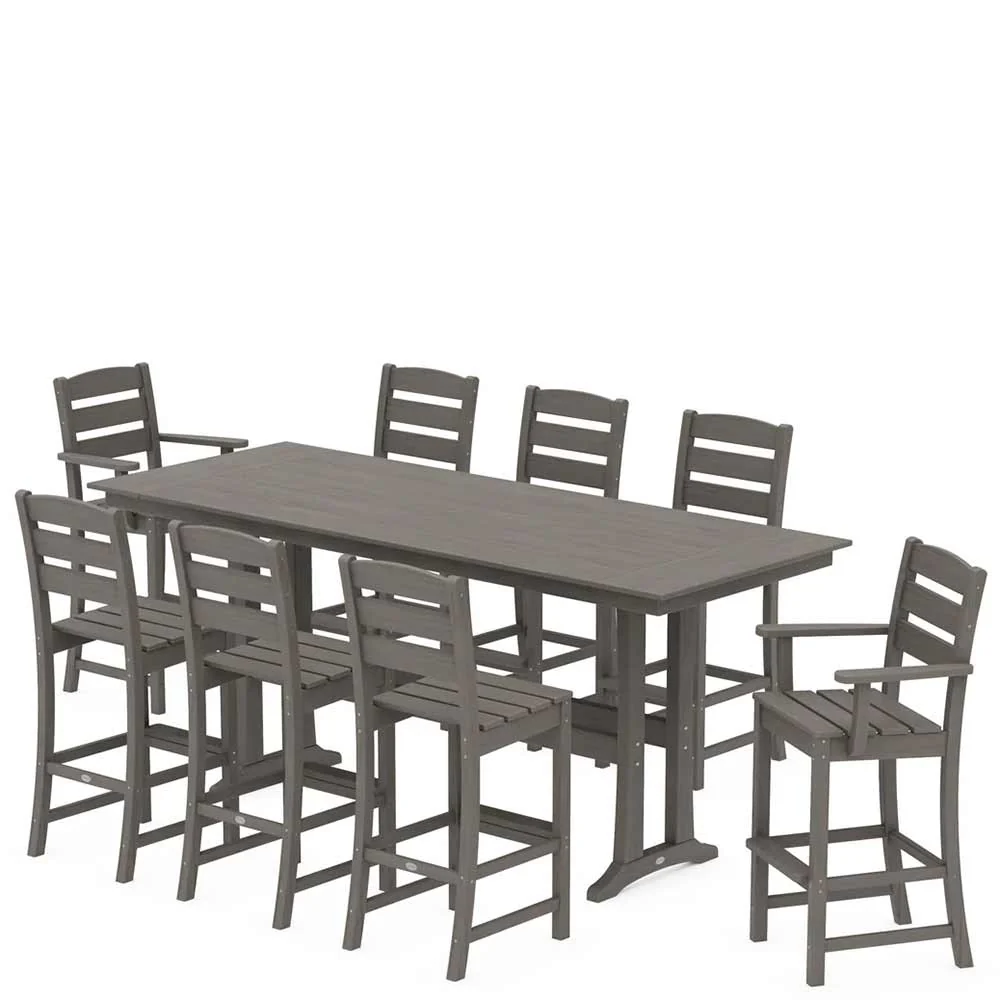 POLYWOOD® Lakeside 9-Piece Farmhouse Bar Set with Trestle Legs - PWS1907-1 - Image 14