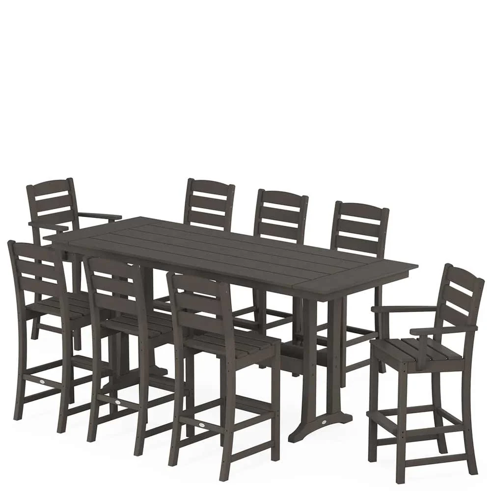 POLYWOOD® Lakeside 9-Piece Farmhouse Bar Set with Trestle Legs - PWS1907-1 - Image 9