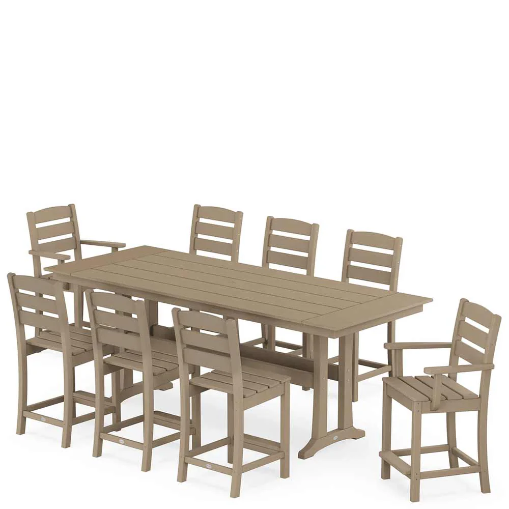 POLYWOOD® Lakeside 9-Piece Farmhouse Counter Set with Trestle Legs - PWS1890-1 - Image 10