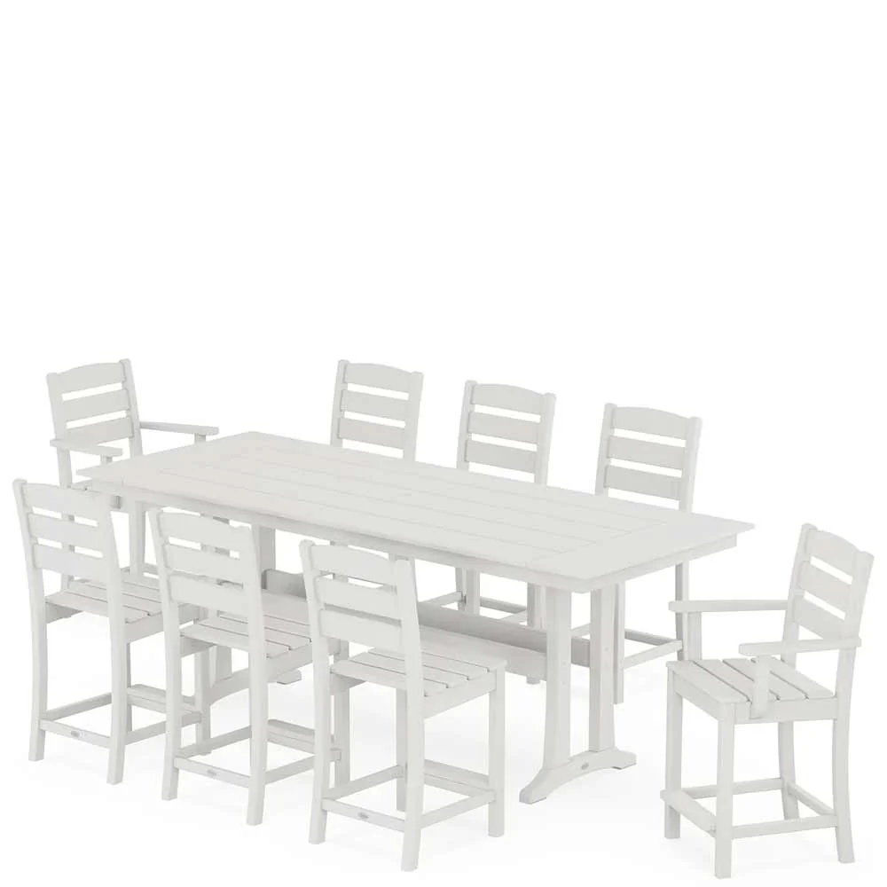 POLYWOOD® Lakeside 9-Piece Farmhouse Counter Set with Trestle Legs - PWS1890-1 - Image 11