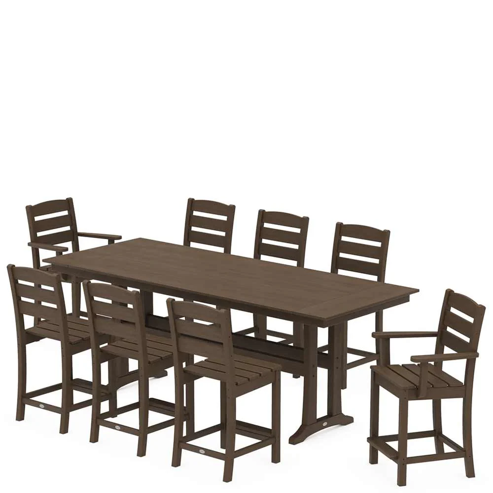 POLYWOOD® Lakeside 9-Piece Farmhouse Counter Set with Trestle Legs - PWS1890-1 - Image 12