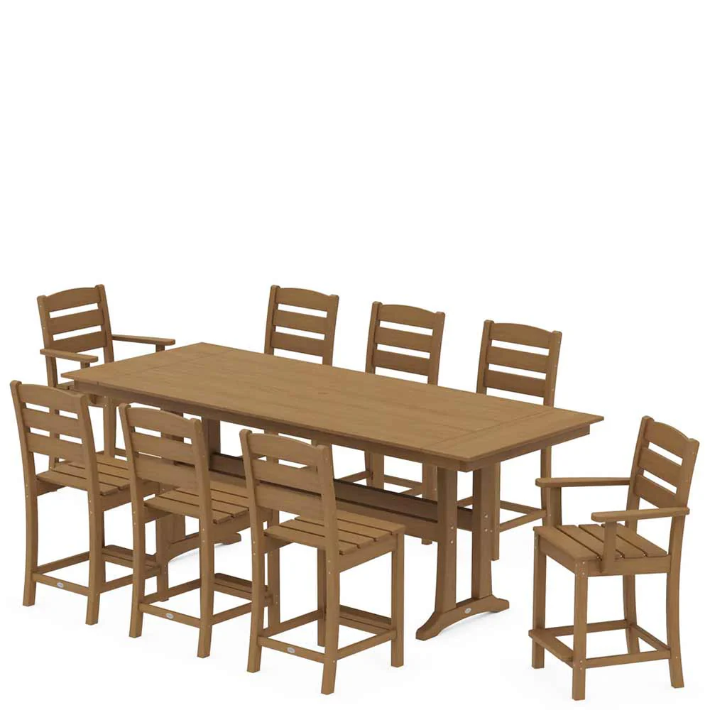 POLYWOOD® Lakeside 9-Piece Farmhouse Counter Set with Trestle Legs - PWS1890-1 - Image 13