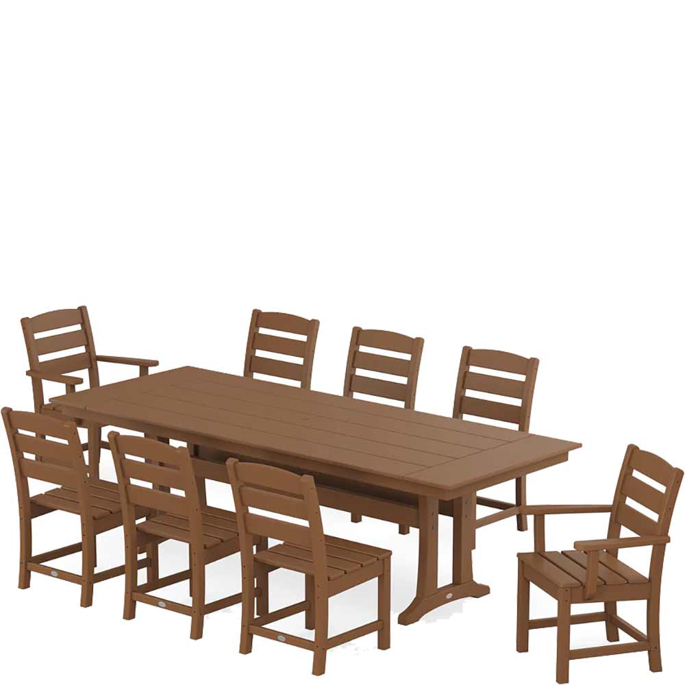 POLYWOOD® Lakeside 9-Piece Farmhouse Dining Set with Trestle Legs - PWS1431-1 - Image 3
