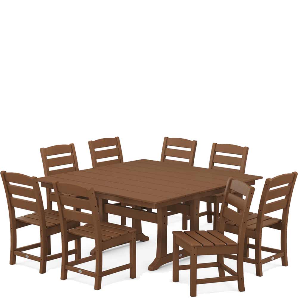 POLYWOOD® Lakeside 9-Piece Farmhouse Trestle Dining Set - PWS661-1 - Image 4