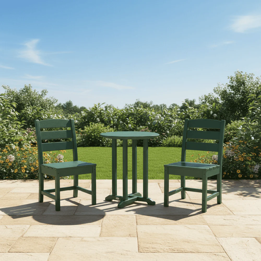 POLYWOOD® Lakeside Side Chair 3-Piece Round Bistro Dining Set - PWS1302-1