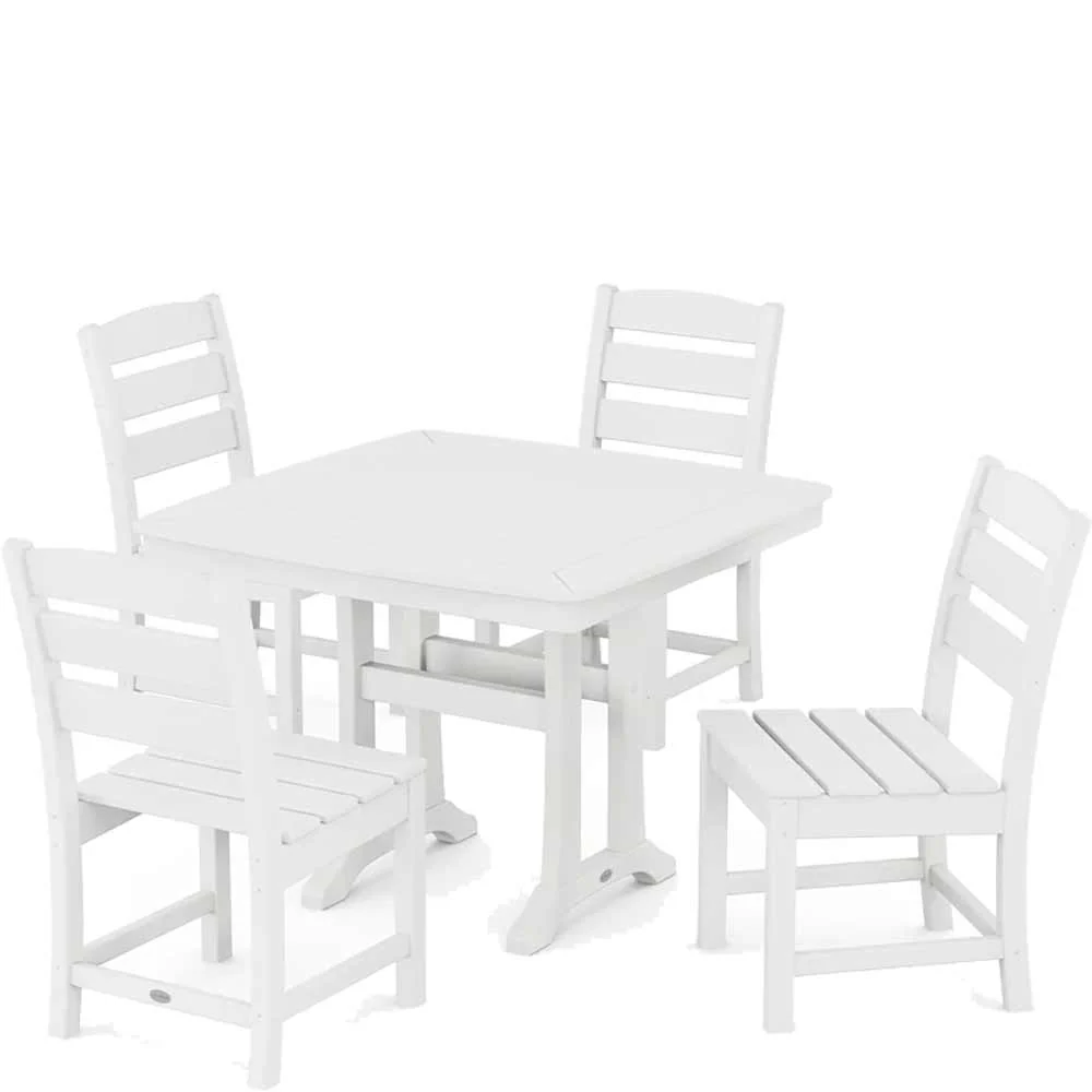 POLYWOOD® Lakeside Side Chair 5-Piece Dining Set with Trestle Legs - PWS974-1 - Image 2