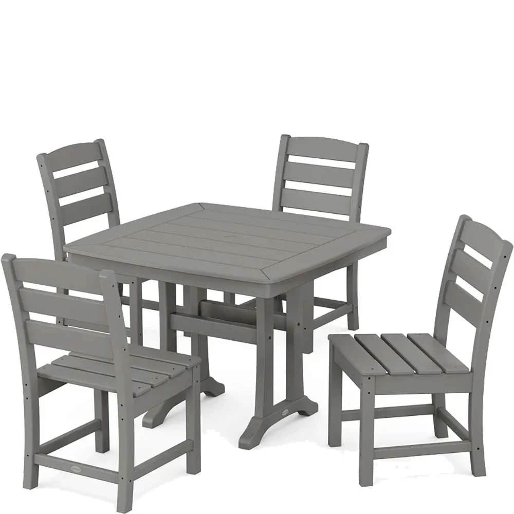 POLYWOOD® Lakeside Side Chair 5-Piece Dining Set with Trestle Legs - PWS974-1 - Image 3