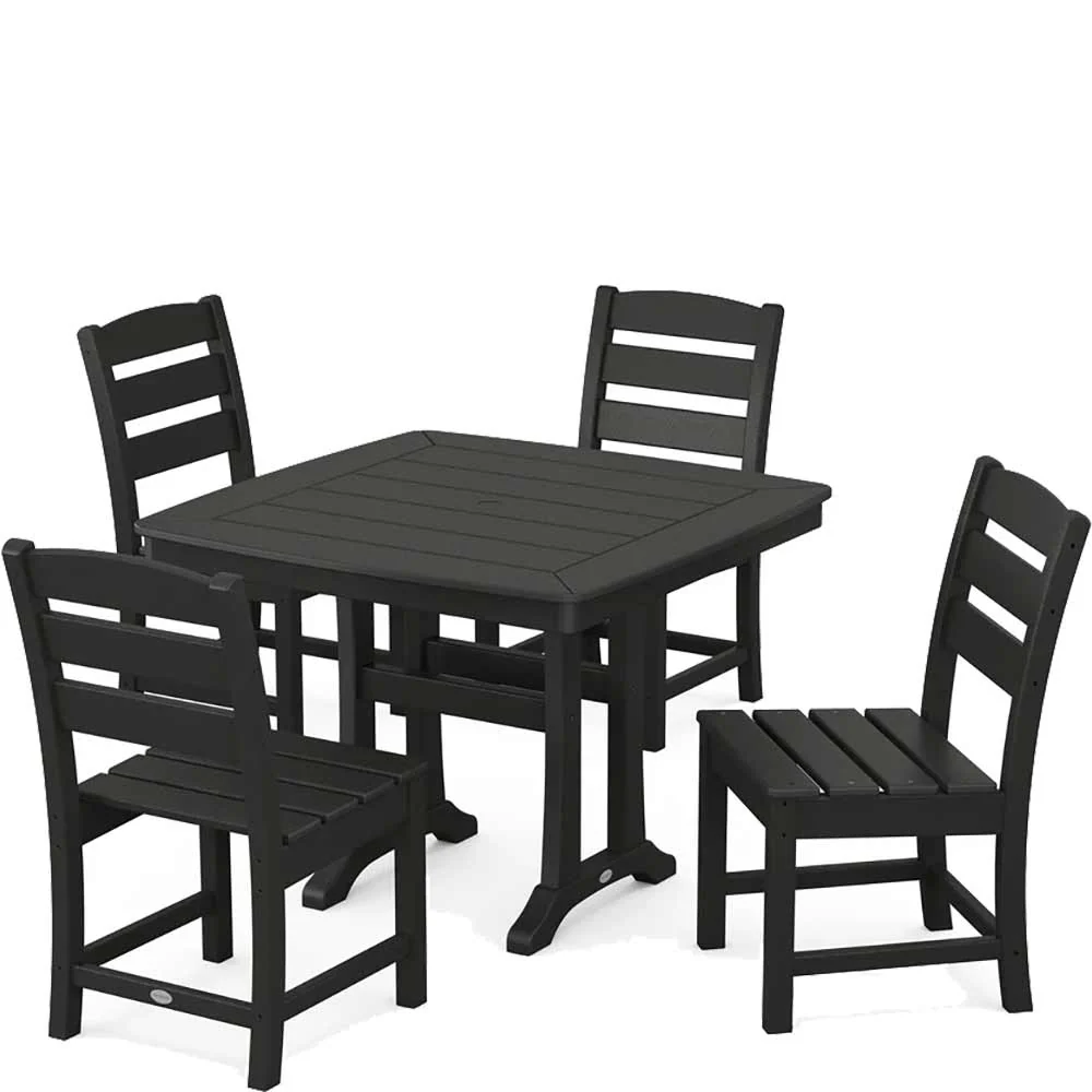 POLYWOOD® Lakeside Side Chair 5-Piece Dining Set with Trestle Legs - PWS974-1 - Image 4