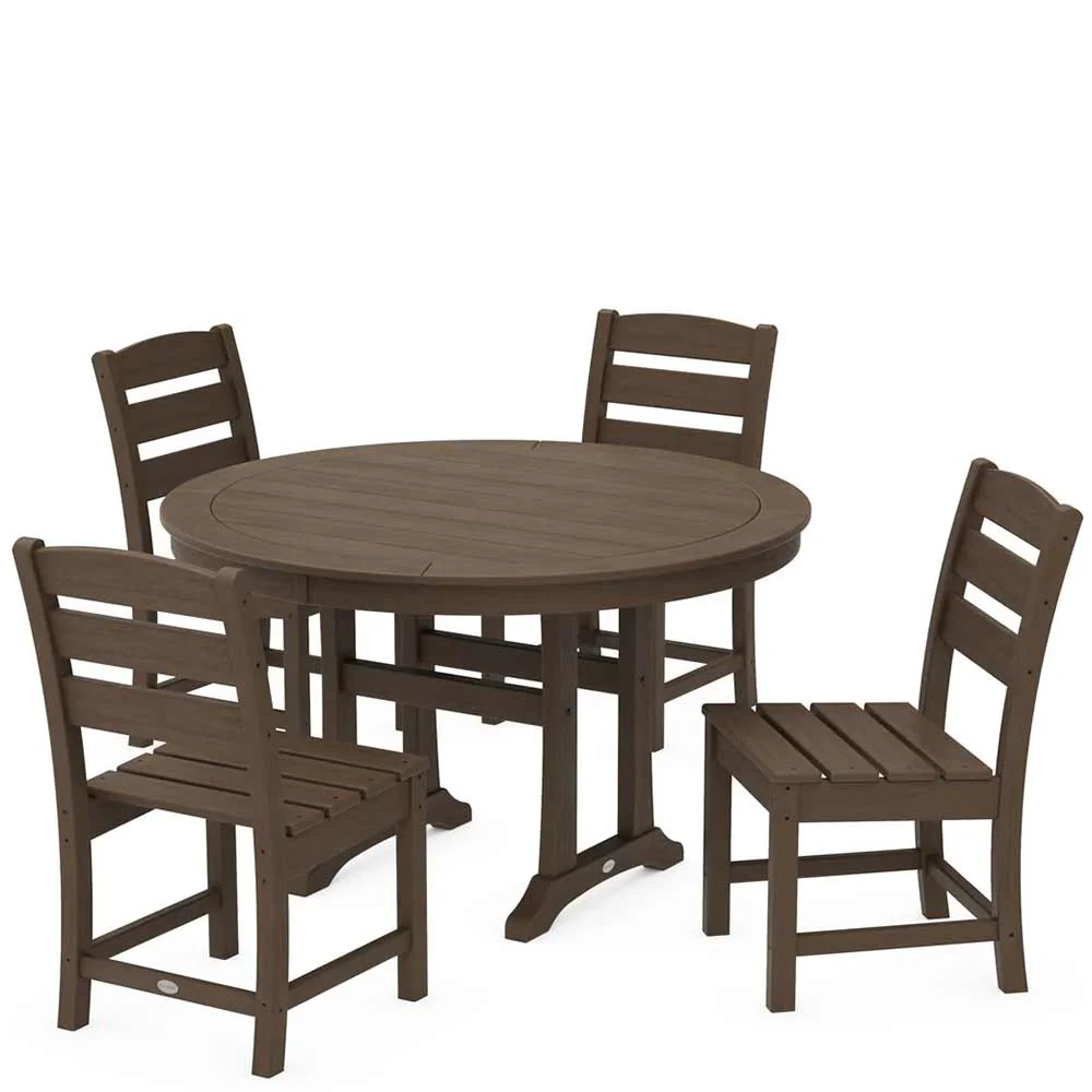 POLYWOOD® Lakeside Side Chair 5-Piece Round Dining Set With Trestle Legs - PWS1125-1 - Image 12