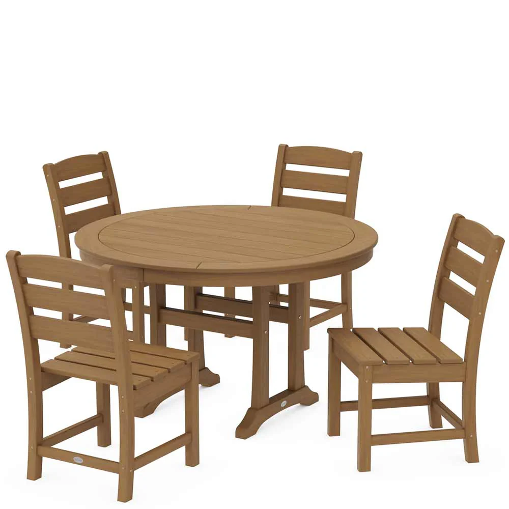 POLYWOOD® Lakeside Side Chair 5-Piece Round Dining Set With Trestle Legs - PWS1125-1 - Image 13