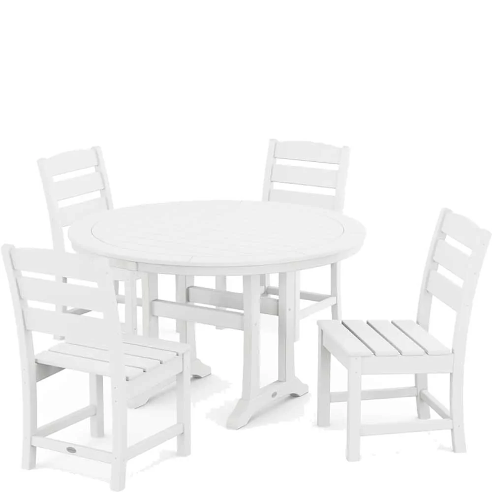 POLYWOOD® Lakeside Side Chair 5-Piece Round Dining Set With Trestle Legs - PWS1125-1 - Image 7