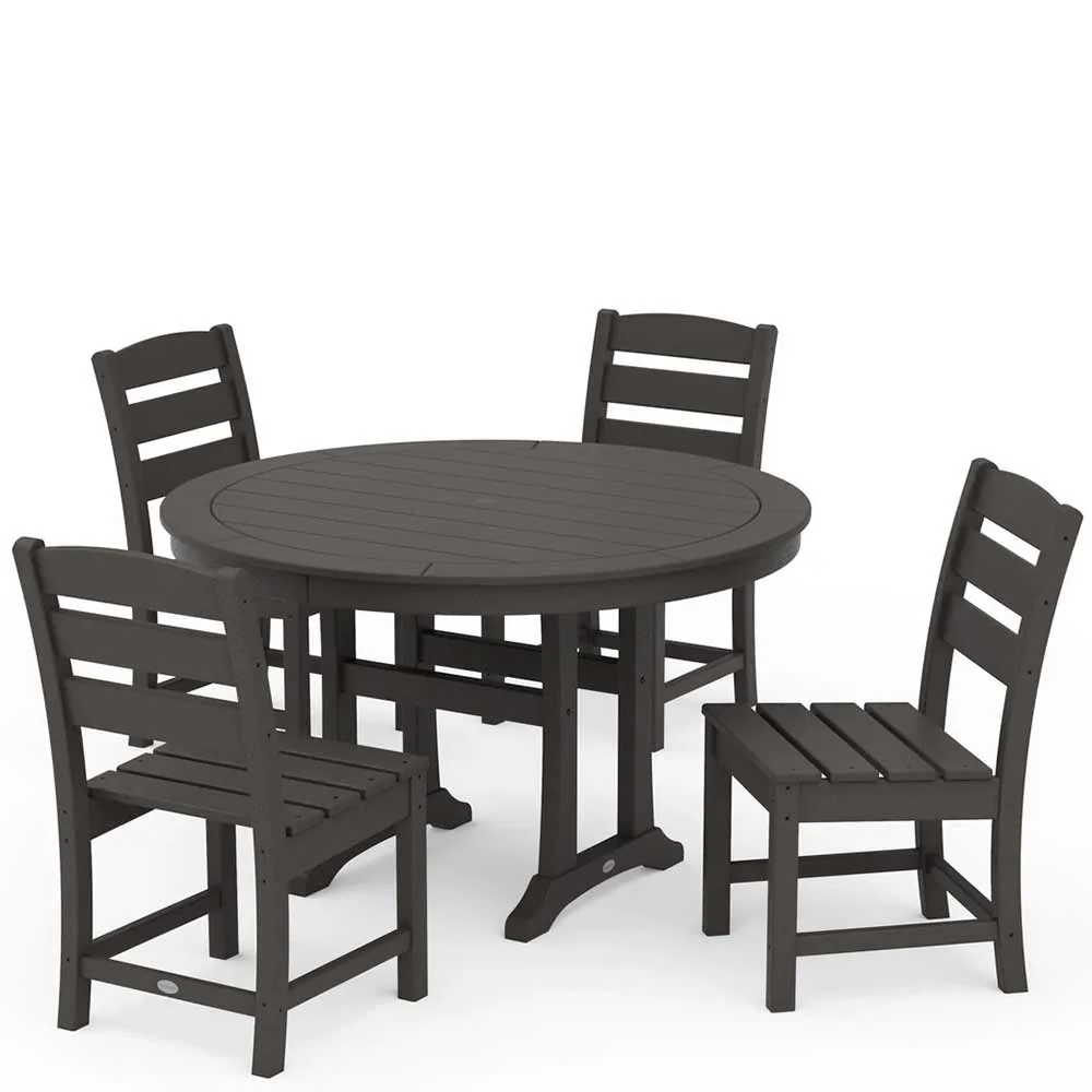 POLYWOOD® Lakeside Side Chair 5-Piece Round Dining Set With Trestle Legs - PWS1125-1 - Image 9