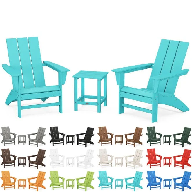 POLYWOOD® Modern 3-Piece Adirondack Set with Long Island 18" Side Table - PWS699-1