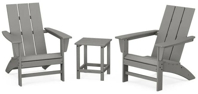POLYWOOD® Modern 3-Piece Adirondack Set with Long Island 18" Side Table - PWS699-1 - Image 2
