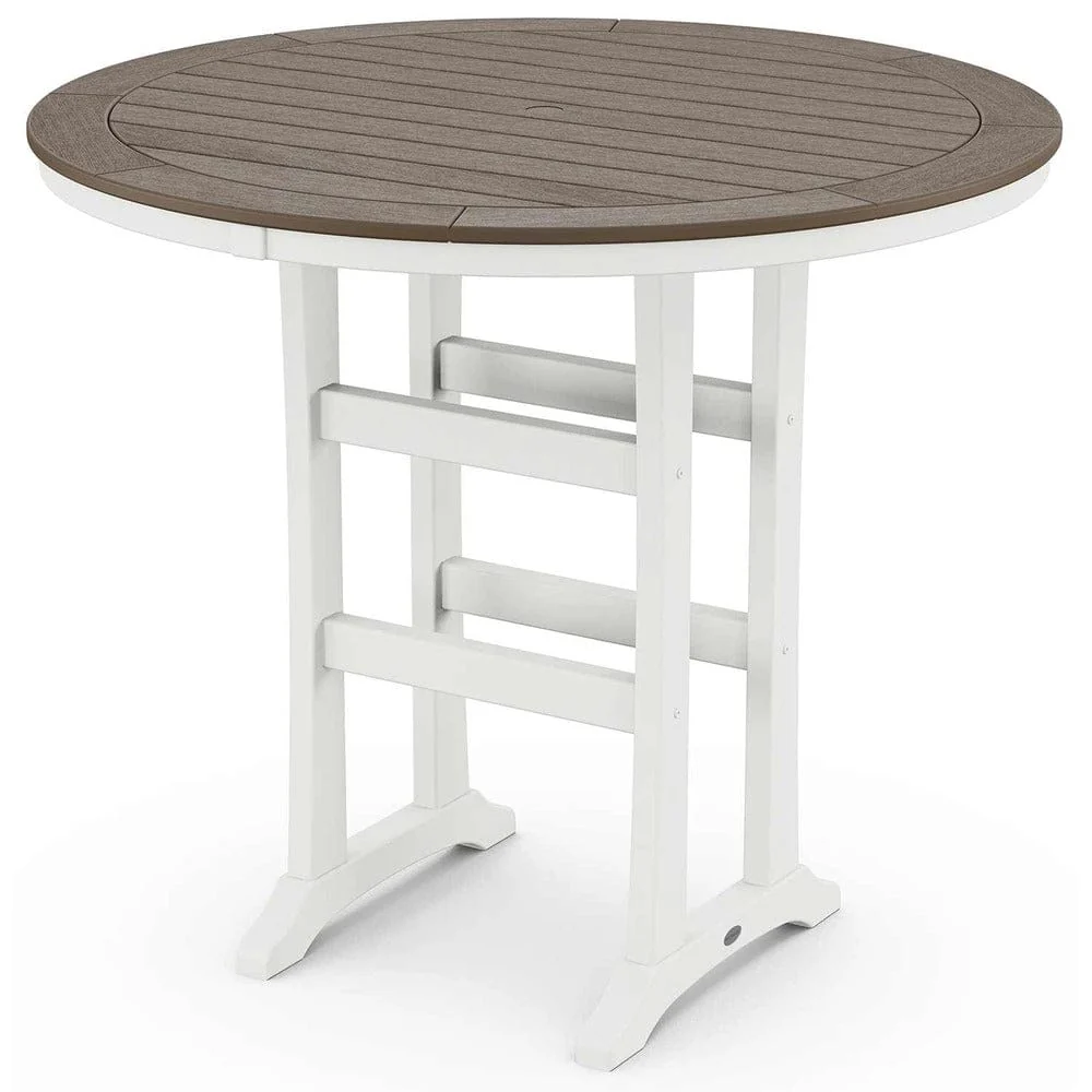 POLYWOOD® Nautical Trestle 48" Round Bar Table - Select Accents - RBT448-L1 - Image 2