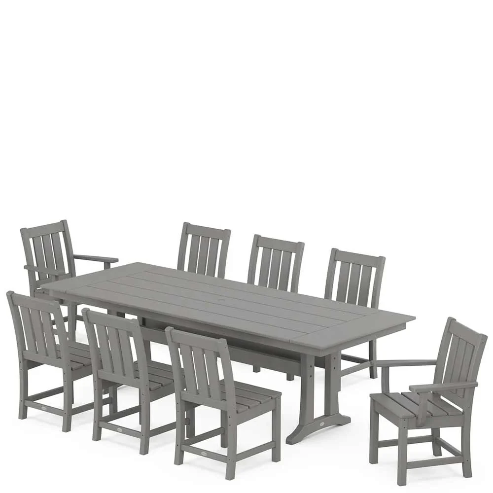 POLYWOOD® Oxford 9-Piece Farmhouse Dining Set with Trestle Legs - PWS2065-1 - Image 2