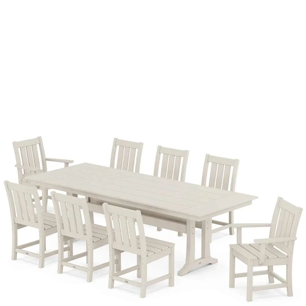 POLYWOOD® Oxford 9-Piece Farmhouse Dining Set with Trestle Legs - PWS2065-1 - Image 8