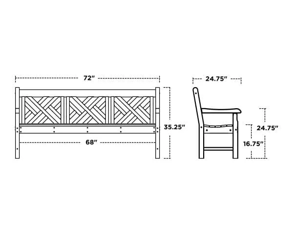 POLYWOOD® Rockford 72" Chippendale Bench - RKCB72 - Image 3