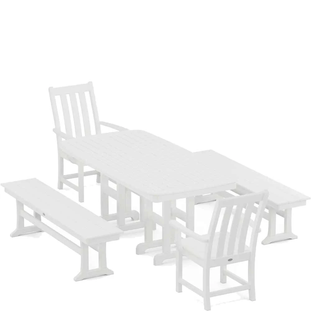 POLYWOOD® Vineyard 5-Piece Dining Set with Benches - PWS1283-1 - Image 7