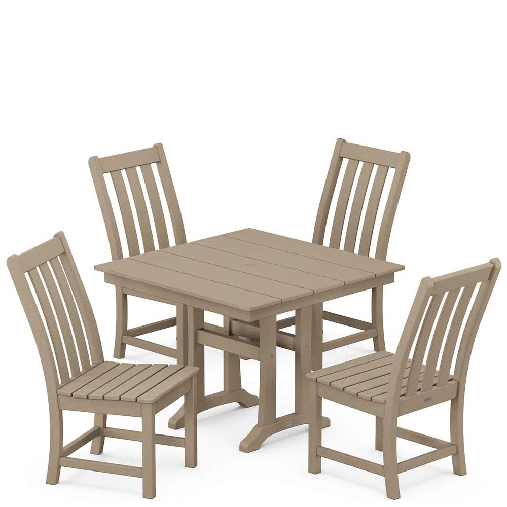 POLYWOOD® Vineyard 5-Piece Farmhouse Trestle Side Chair Dining Set - PWS642-1 - Image 10