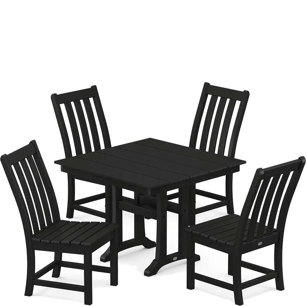 POLYWOOD® Vineyard 5-Piece Farmhouse Trestle Side Chair Dining Set - PWS642-1 - Image 3