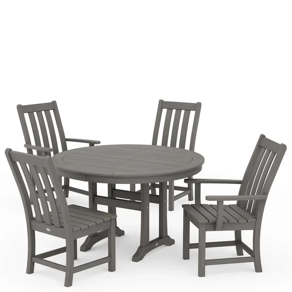 POLYWOOD® Vineyard 5-Piece Nautical Trestle Dining Set - PWS346-1 - Image 14