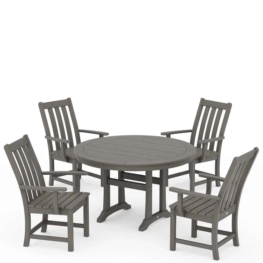 POLYWOOD® Vineyard 5-Piece Round Dining Set with Trestle Legs - PWS347-1 - Image 14