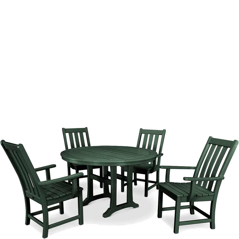 POLYWOOD® Vineyard 5-Piece Round Dining Set with Trestle Legs - PWS347-1 - Image 6